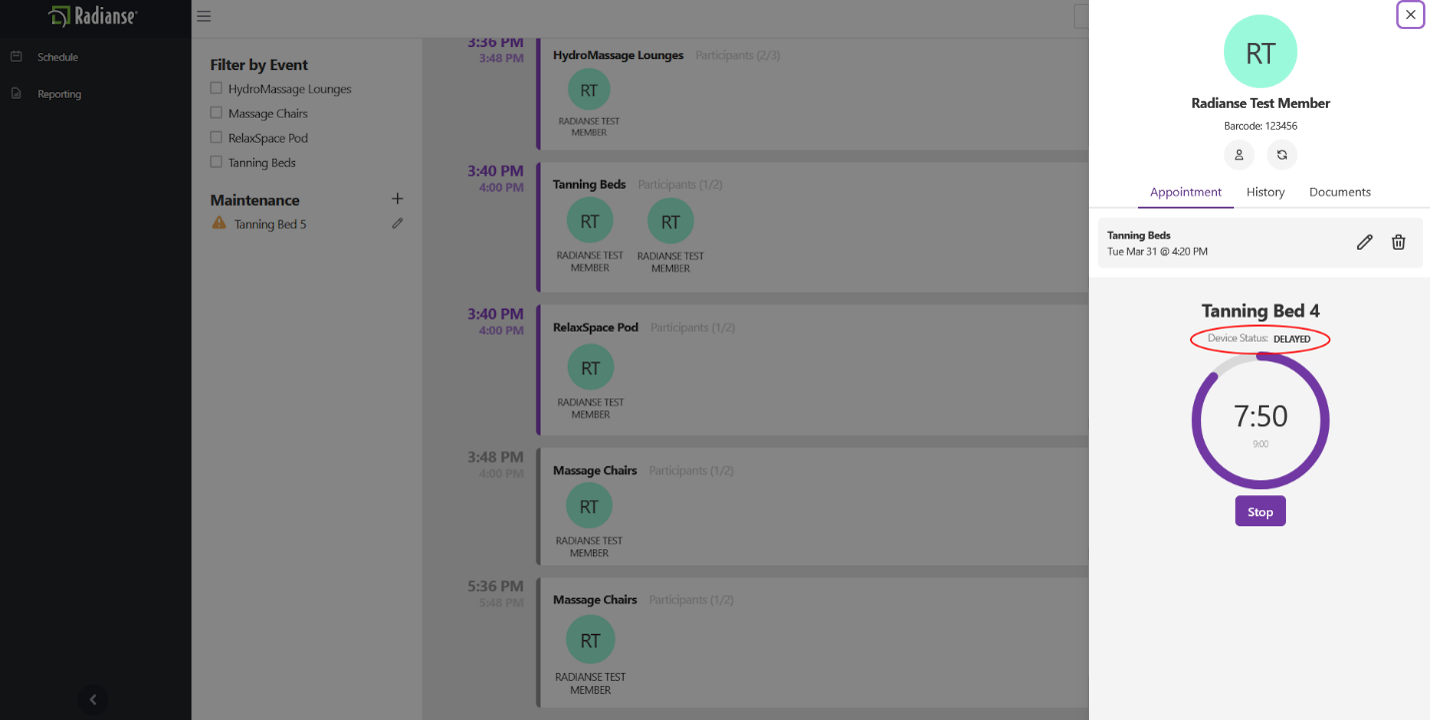 Screenshot: Delay countdown in progress