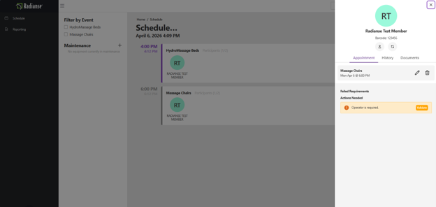 Screenshot: Failed Requirements message and Validate button