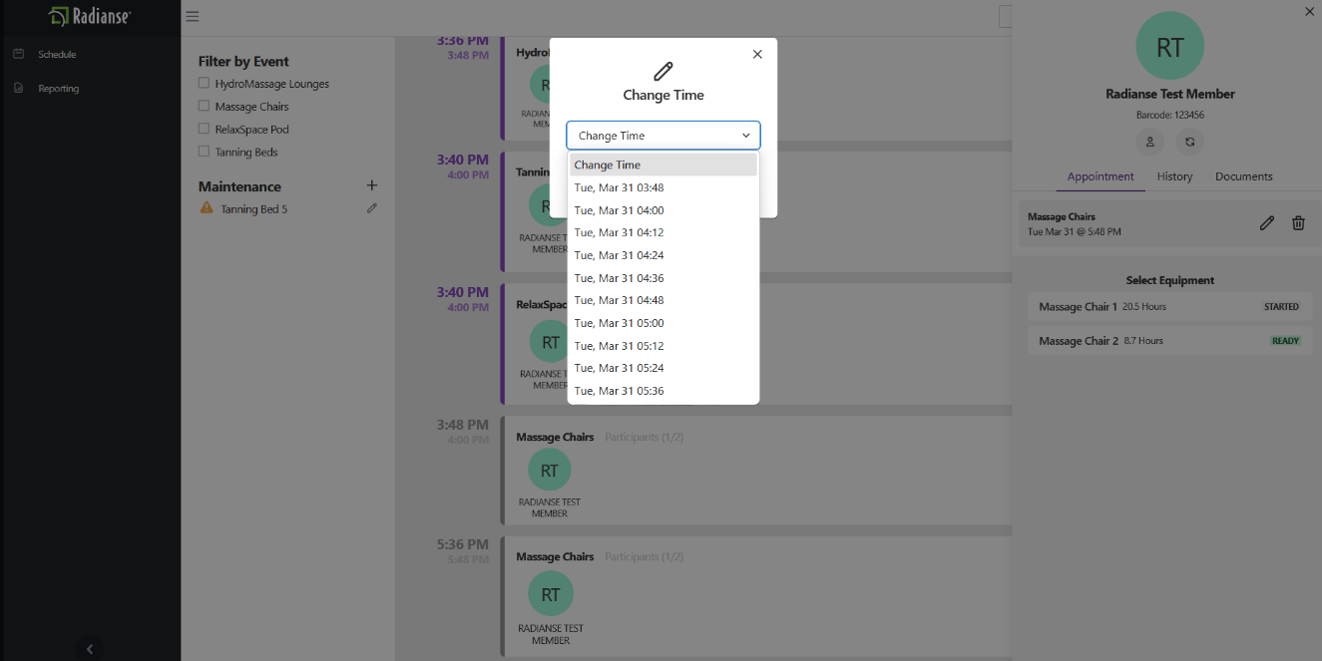 Screenshot: Change Time dialog